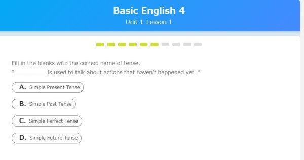 QQEnglishのBasicEnglishの復習画面